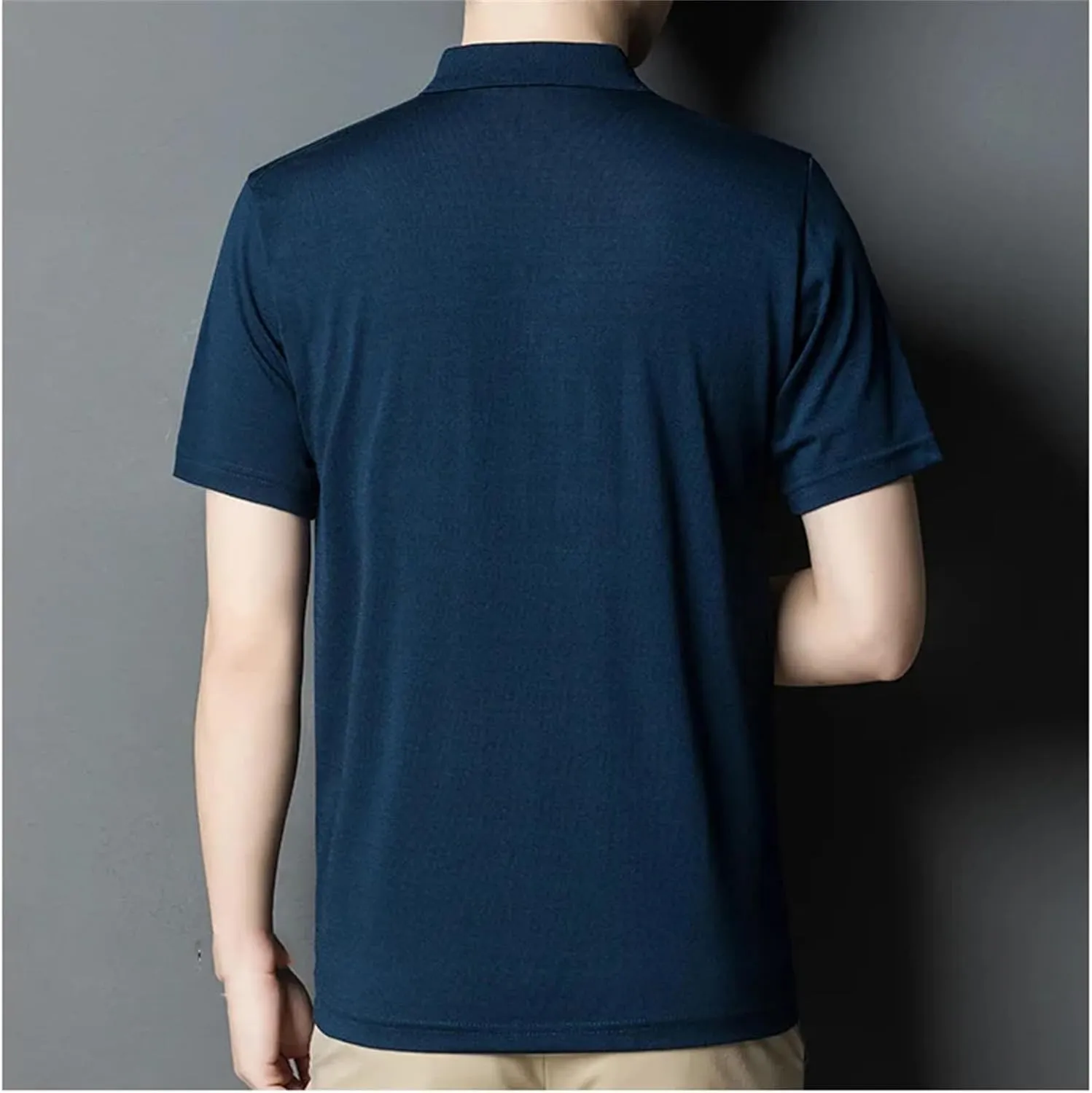 Mnjyihy Men Summer Fashion Cotton Polo Shirt Solid Short Sleeve Casual Quick Dry Performance Tactical Shirts