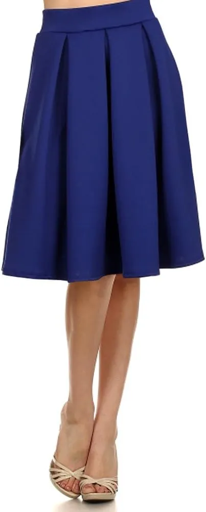 Modern Kiwi Emily Pleated Midi High Waisted Stretch Skirt (S-XL)
