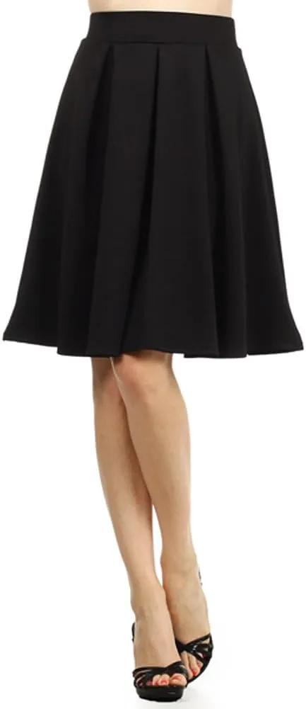 Modern Kiwi Emily Pleated Midi High Waisted Stretch Skirt (S-XL)