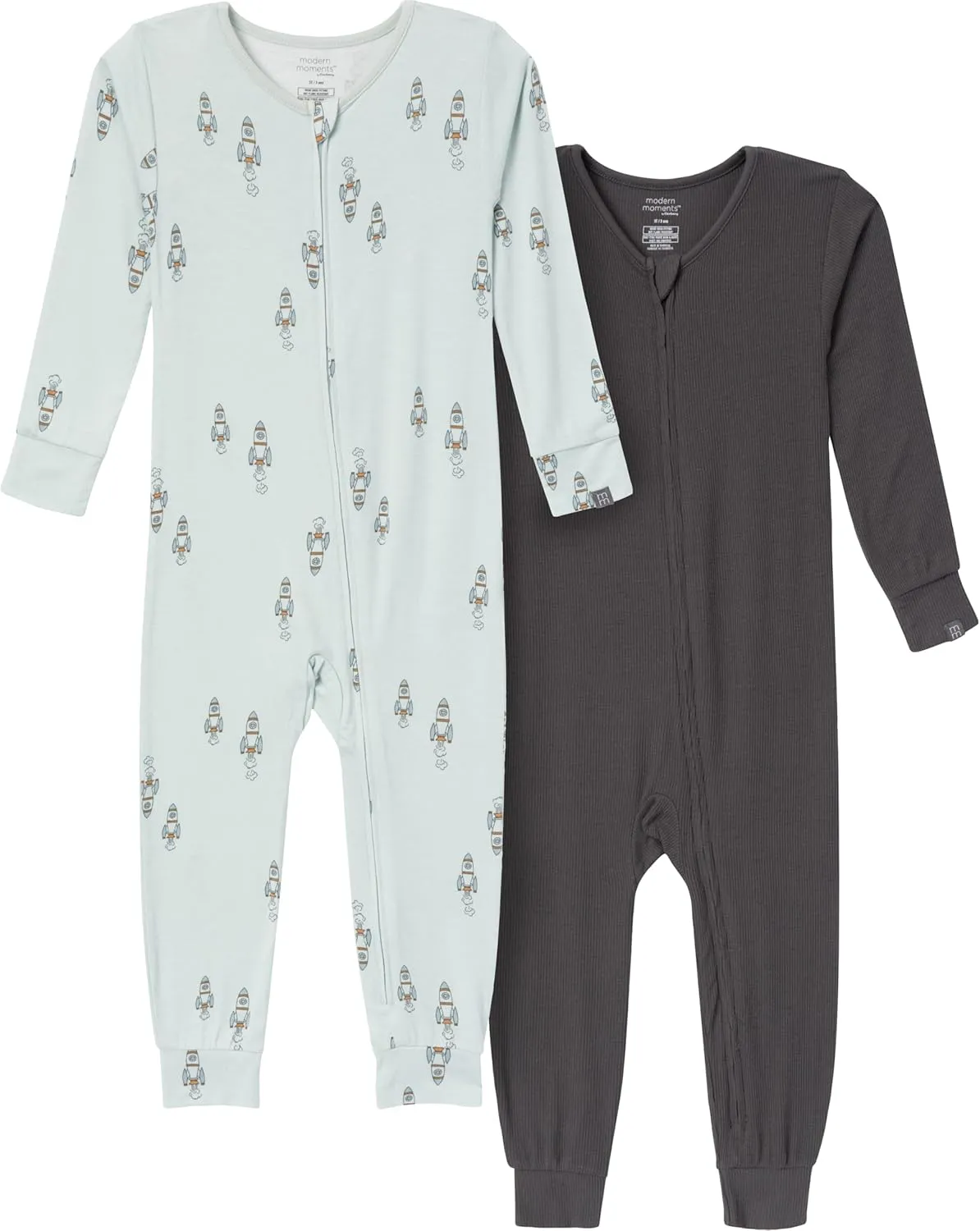 Modern Moments by Gerber Unisex Baby 2-Pack Footless Tight Fitting Pajamas