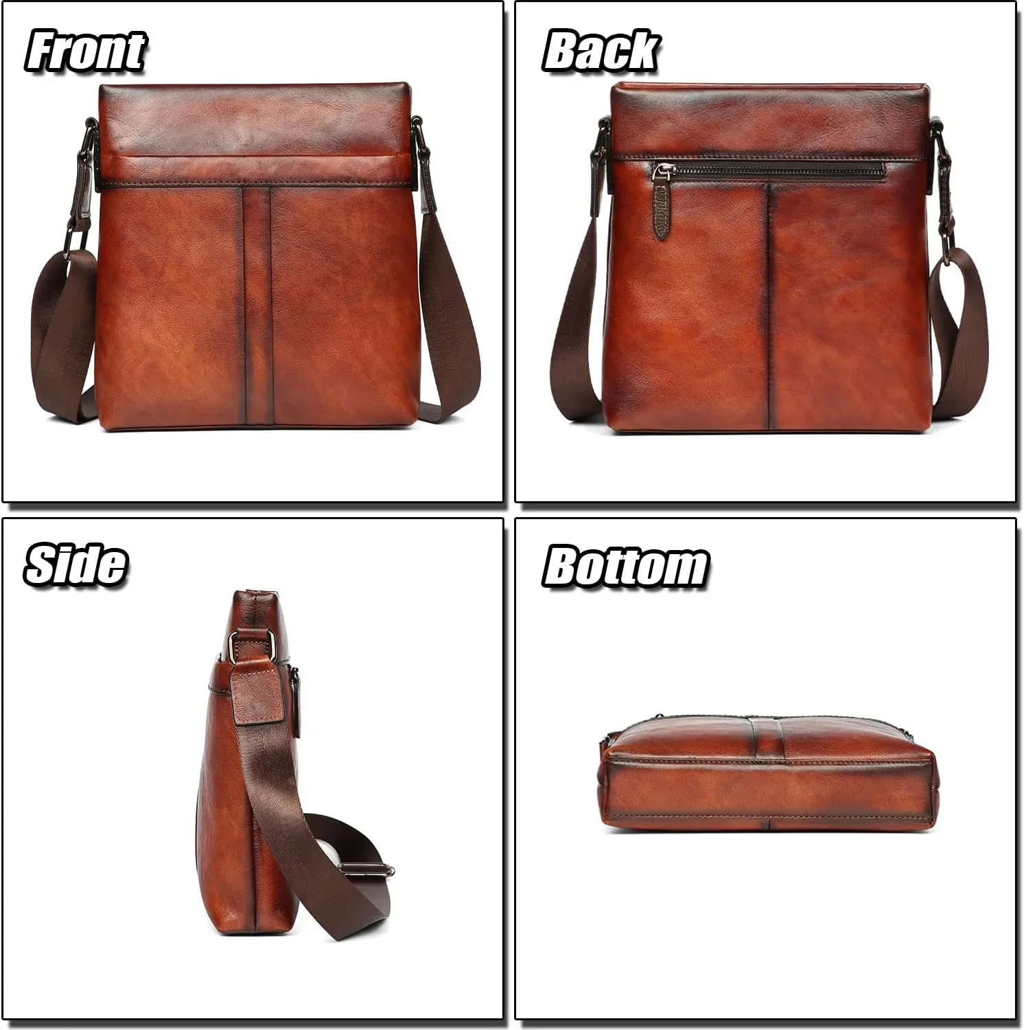 Modern Top Leather Shoulder Bag for Men Crossbody Bag Formal Business Small Fashion Messenger Bag for 10.9" Tablet