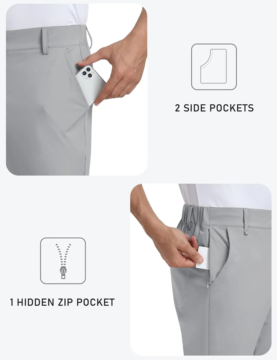 MoFiz Mens Golf Pant Joggers Stretch Pants 30"/32" Quick Dry Comfy Lightweight Casual Athletic Pant Trousers with Pockets
