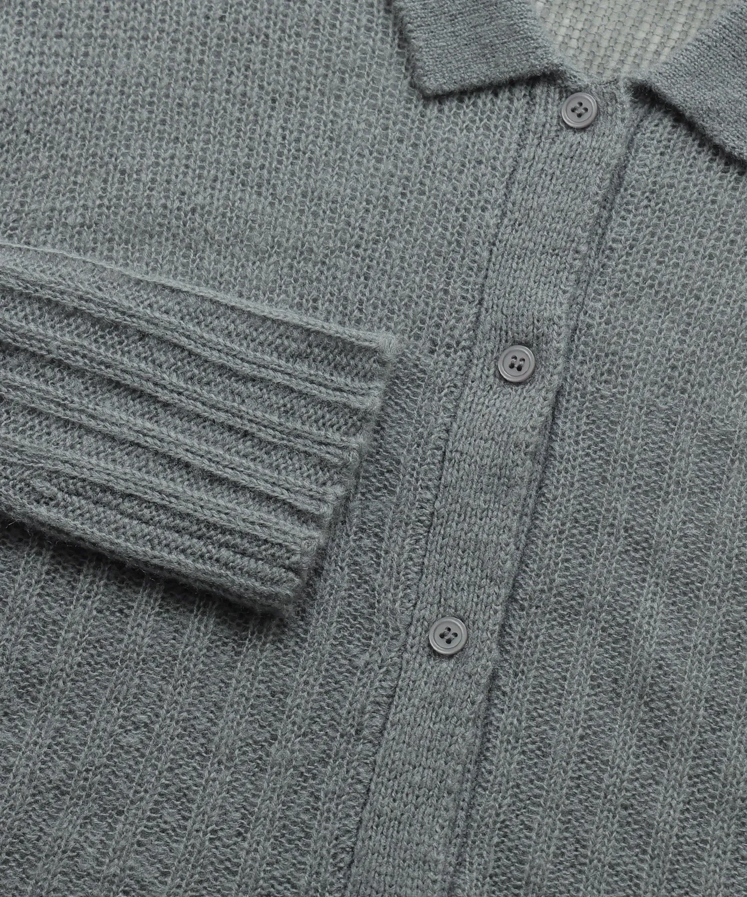 Mohair touch collared knit cardigan