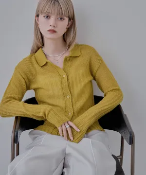 Mohair touch collared knit cardigan