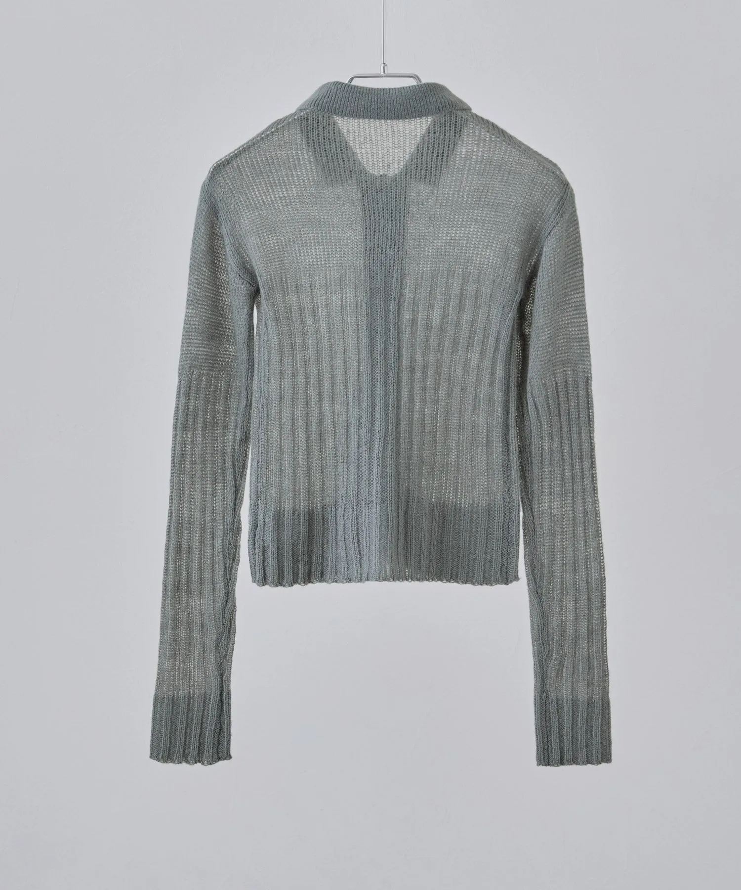 Mohair touch collared knit cardigan