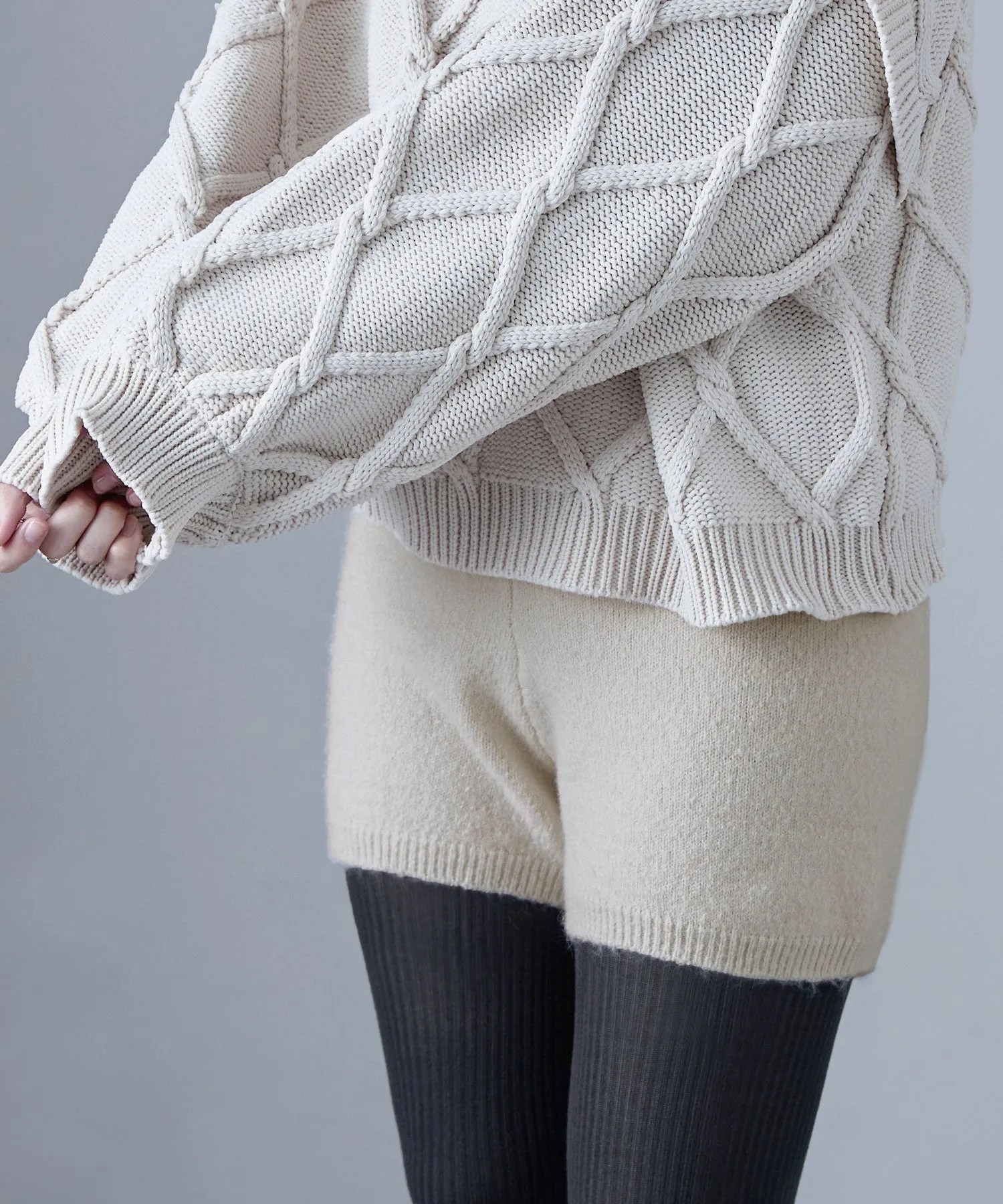 Mohair touch knit shorts
