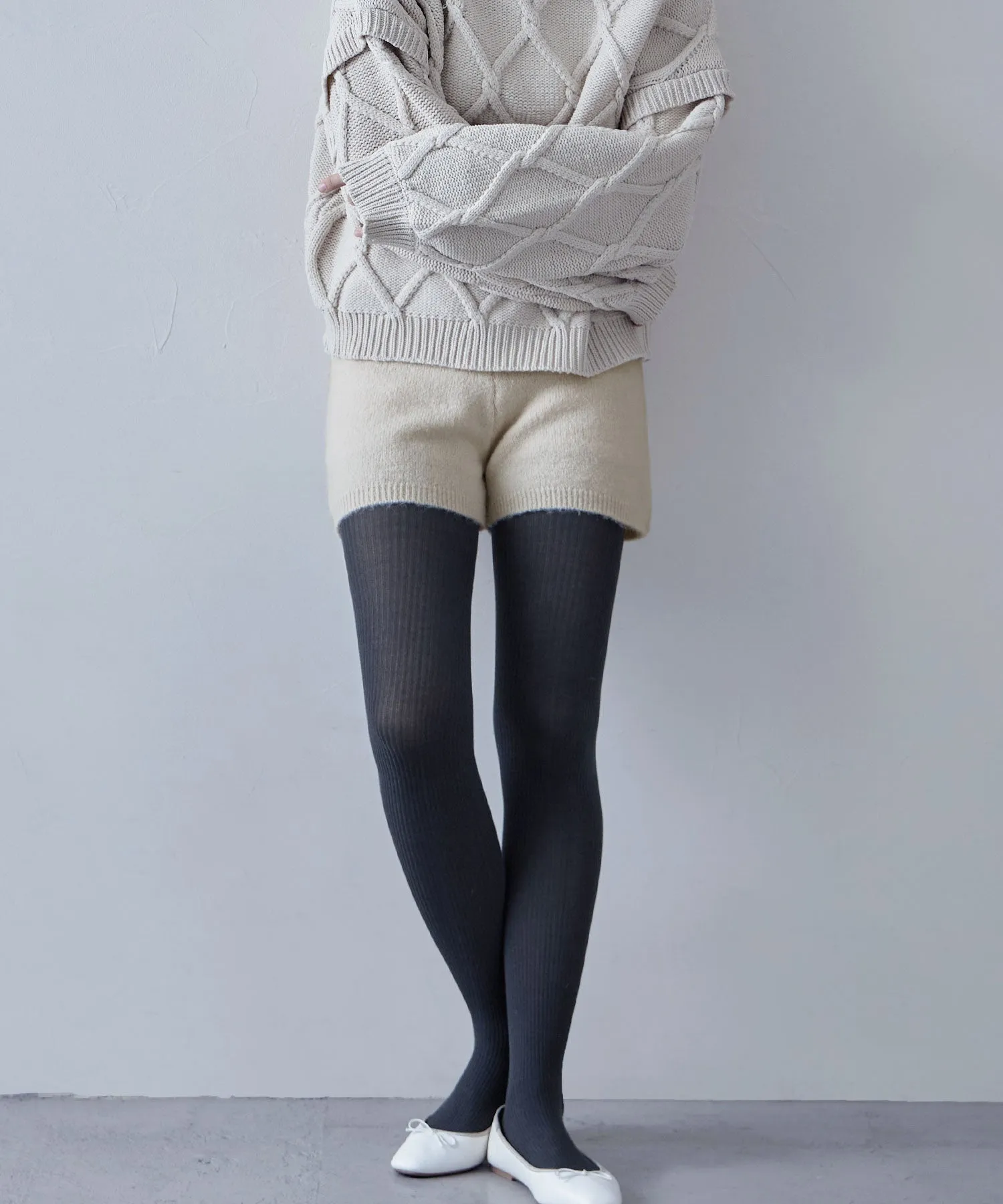 Mohair touch knit shorts