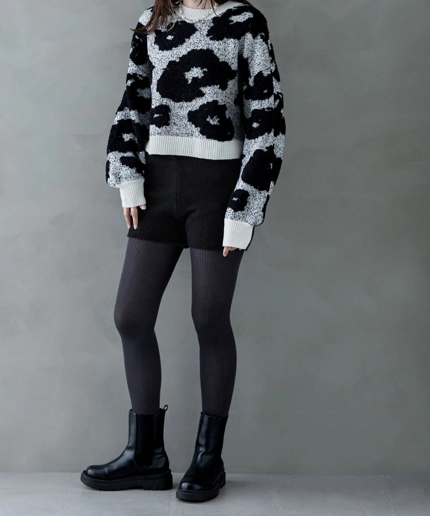 Mohair touch knit shorts