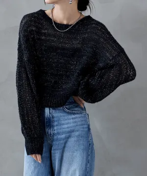 Mohair touch lame sheer short knit