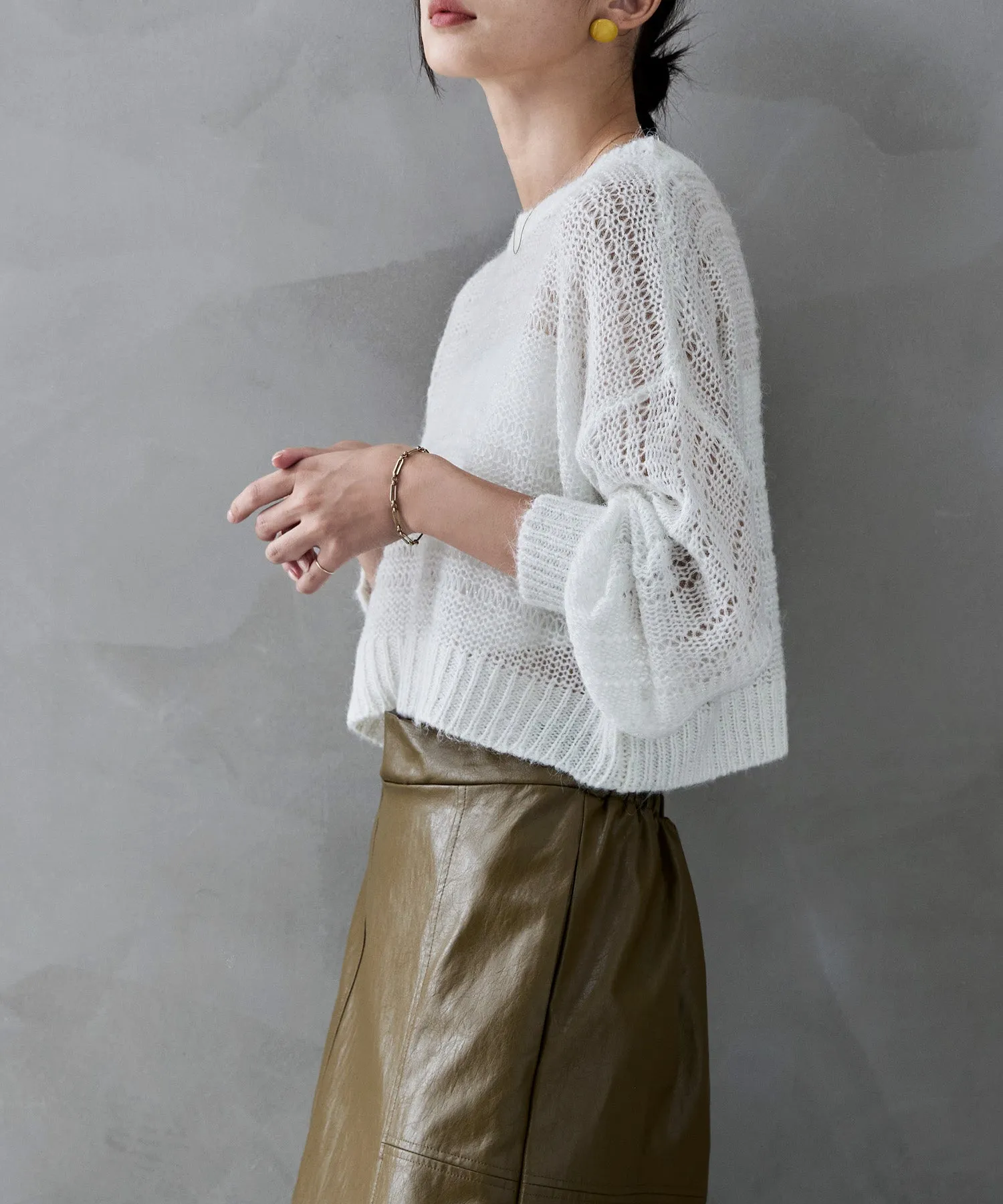Mohair touch lame sheer short knit