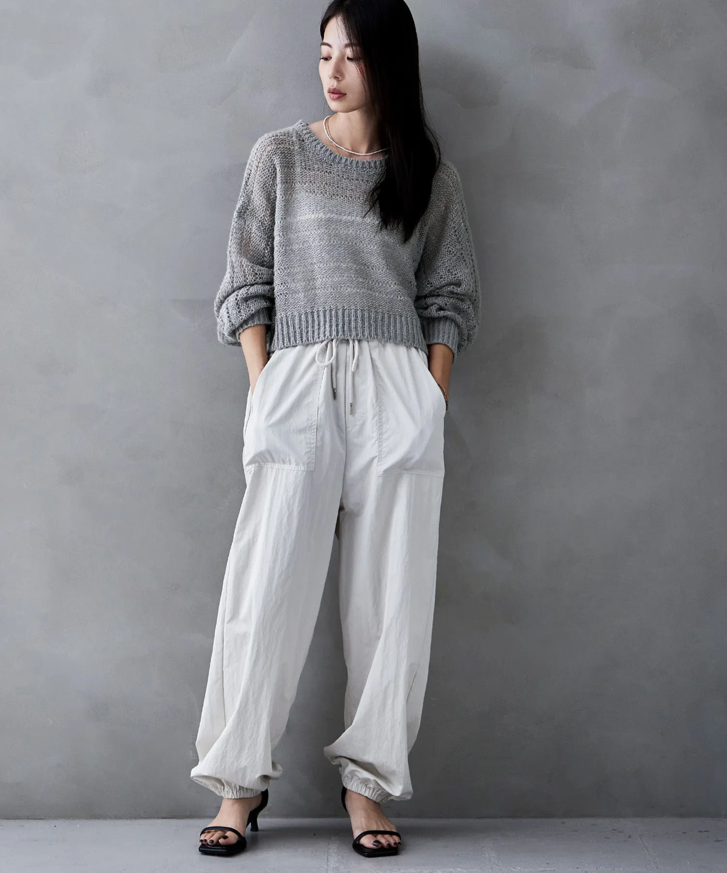 Mohair touch lame sheer short knit