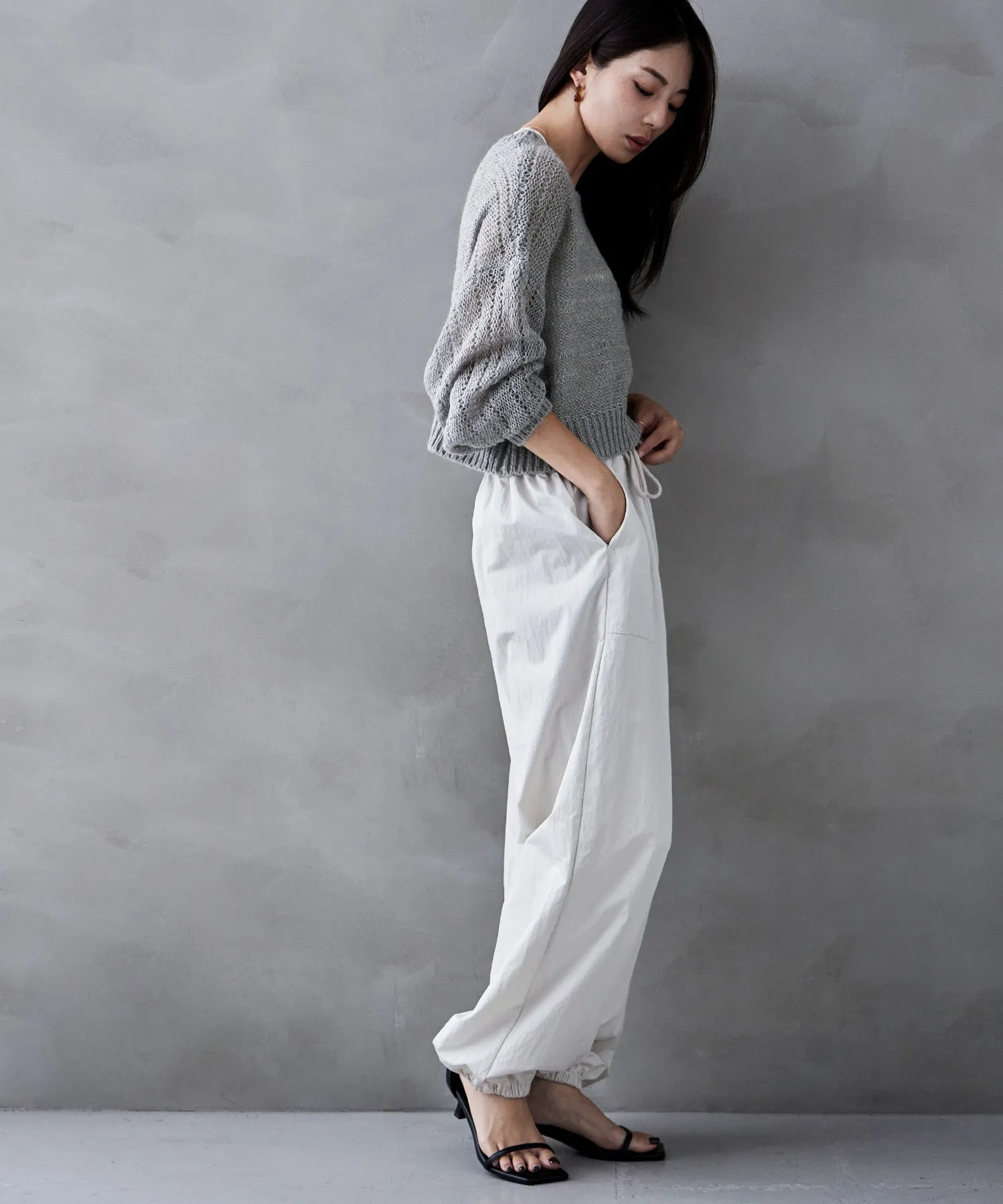 Mohair touch lame sheer short knit
