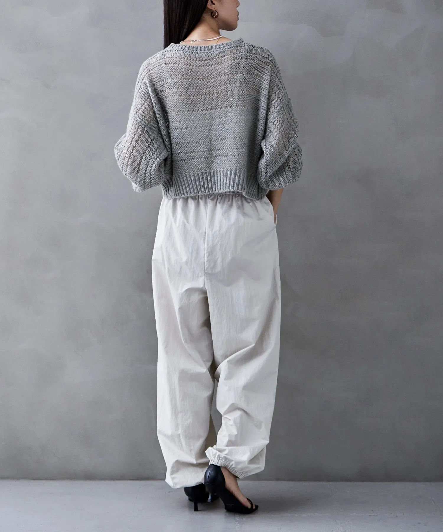 Mohair touch lame sheer short knit
