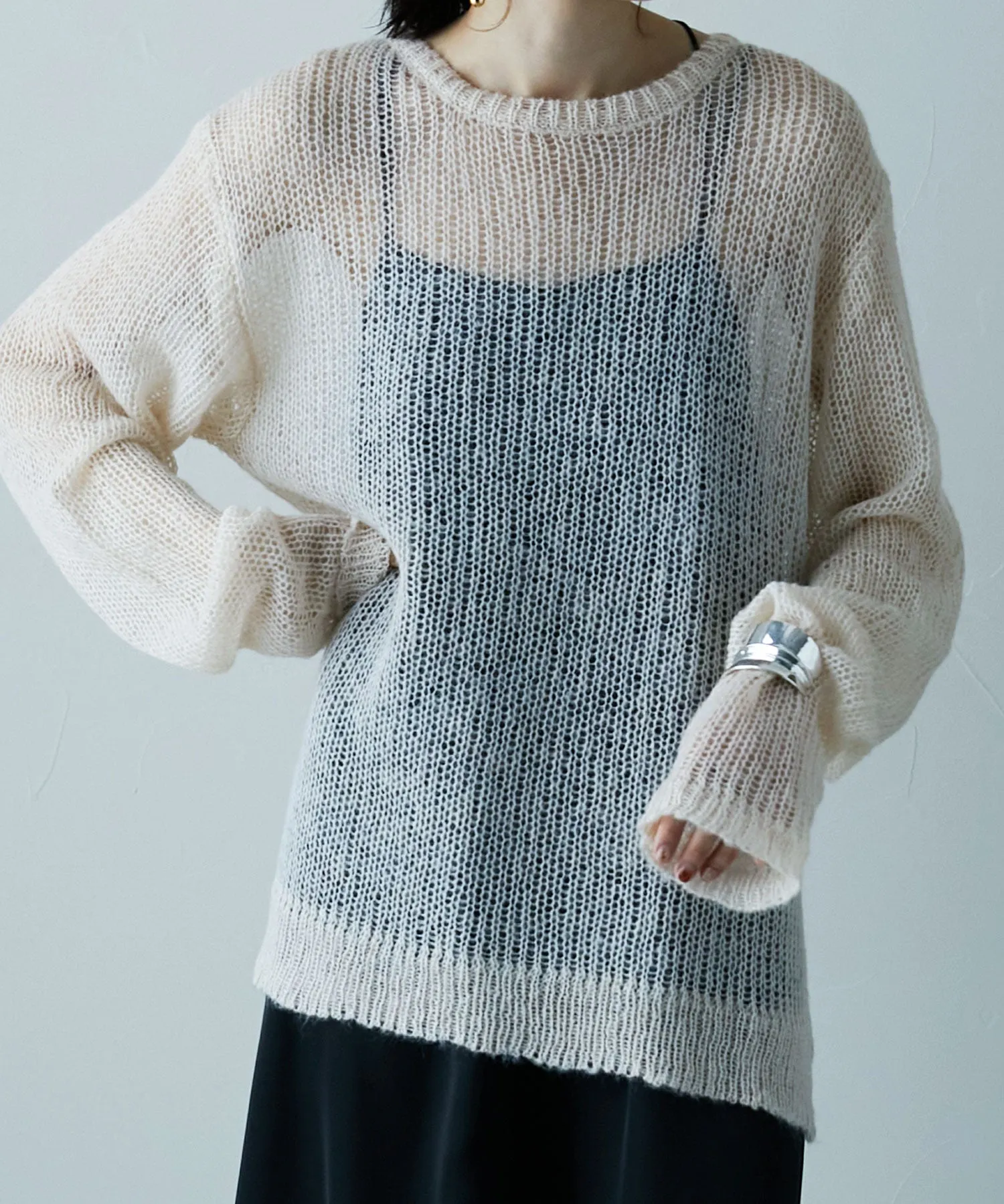 Mohair touch low gauge knit