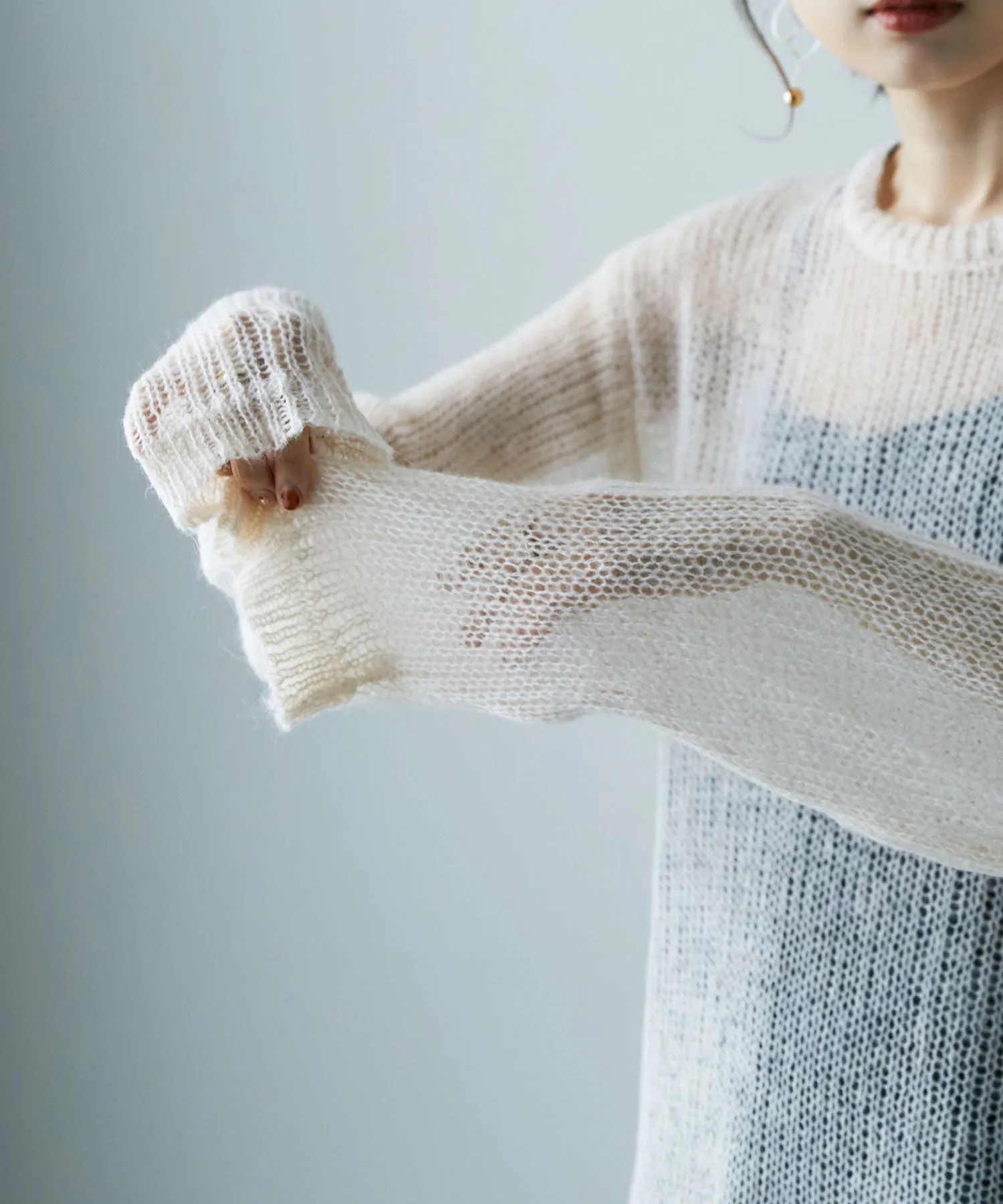 Mohair touch low gauge knit