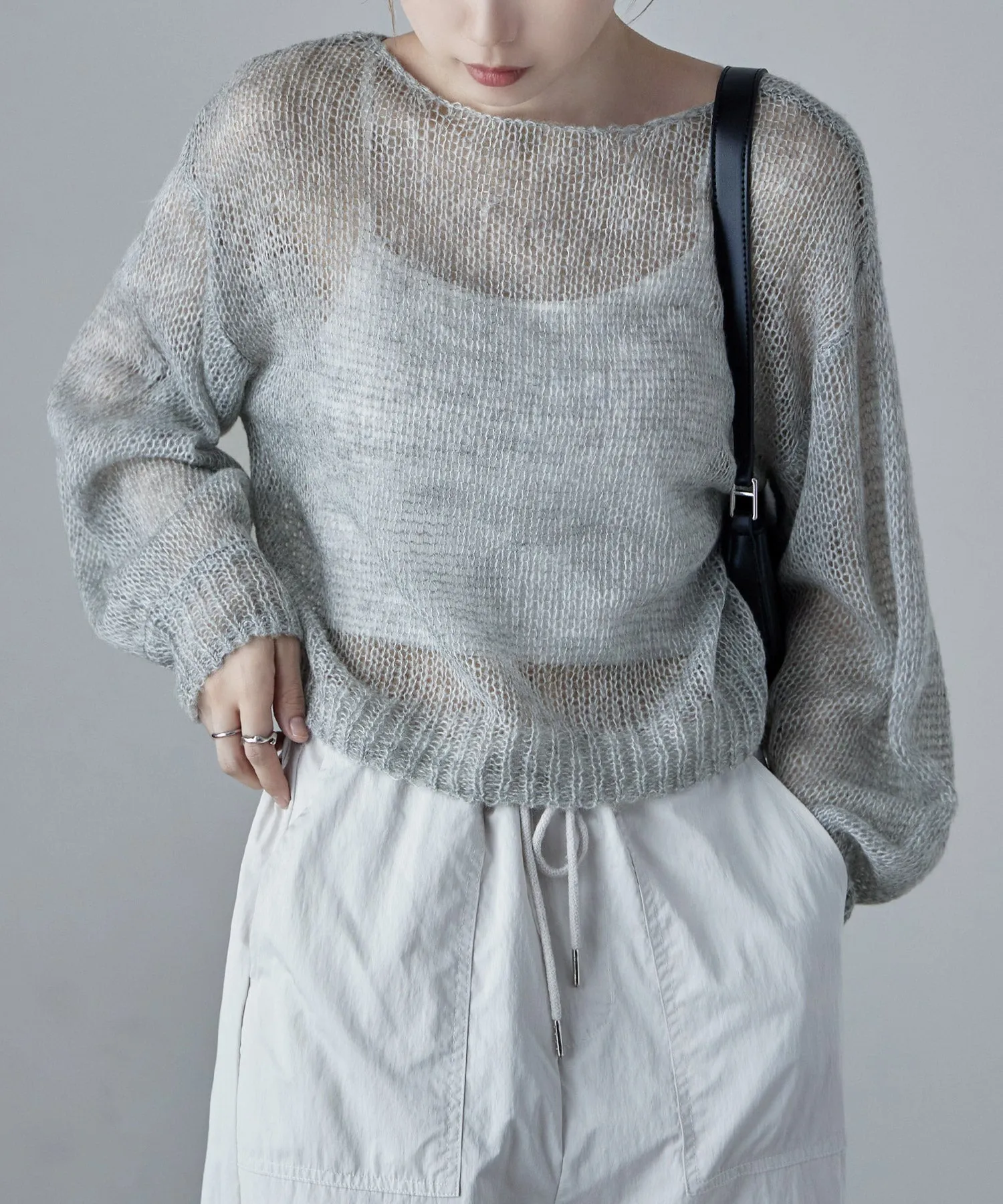 Mohair touch low gauge short knit