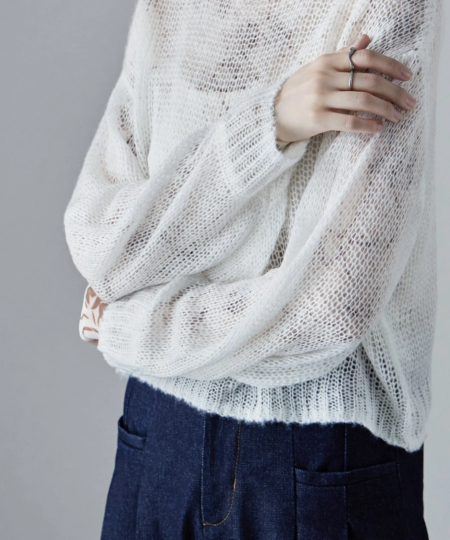 Mohair touch low gauge short knit