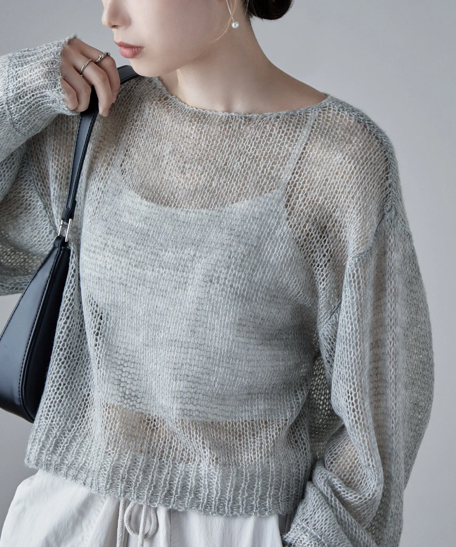 Mohair touch low gauge short knit