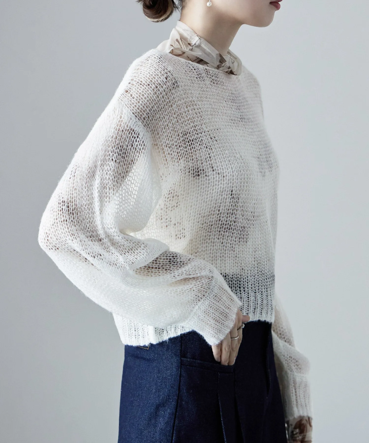 Mohair touch low gauge short knit