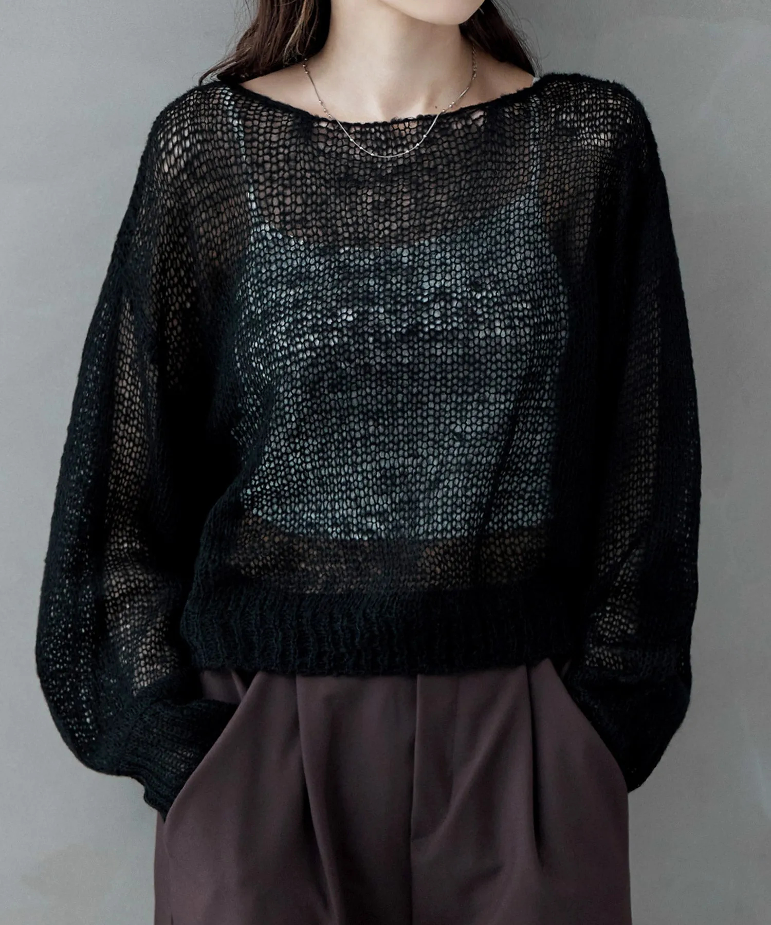 Mohair touch low gauge short knit