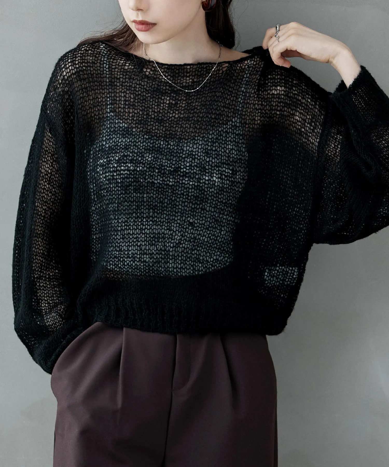 Mohair touch low gauge short knit