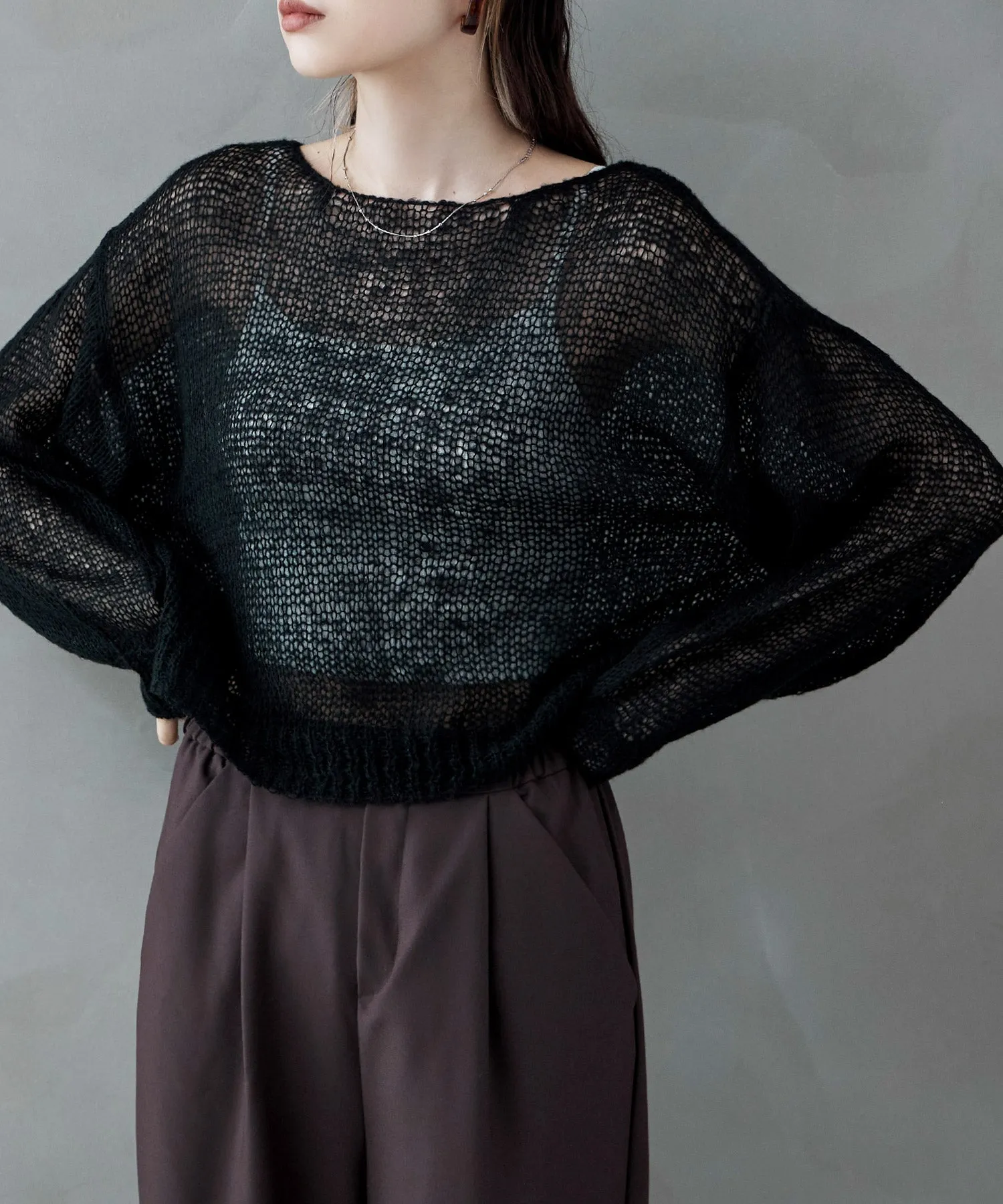 Mohair touch low gauge short knit