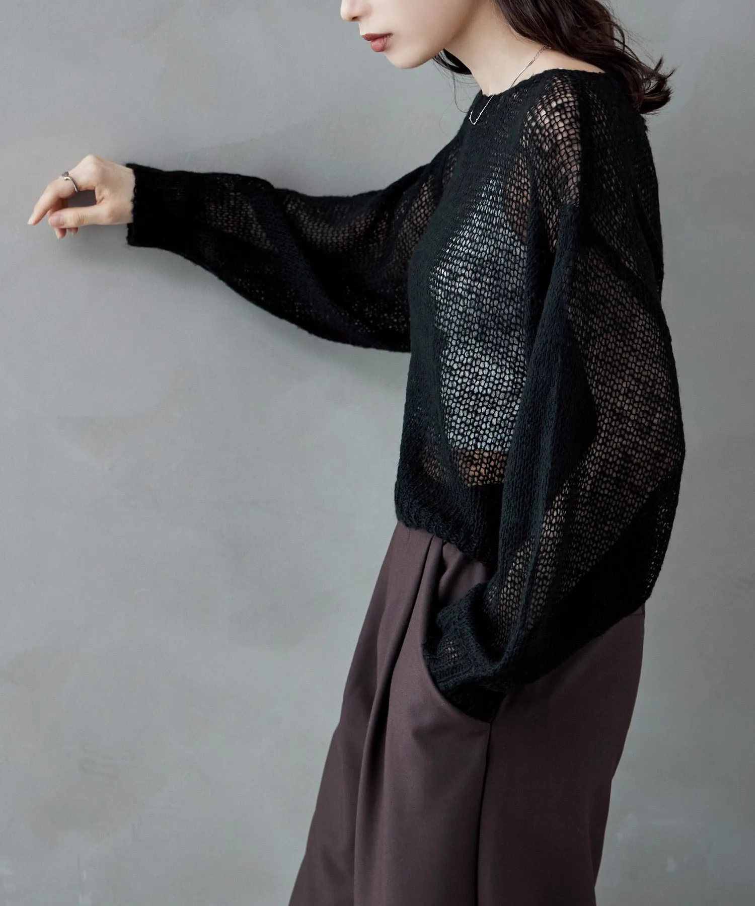 Mohair touch low gauge short knit