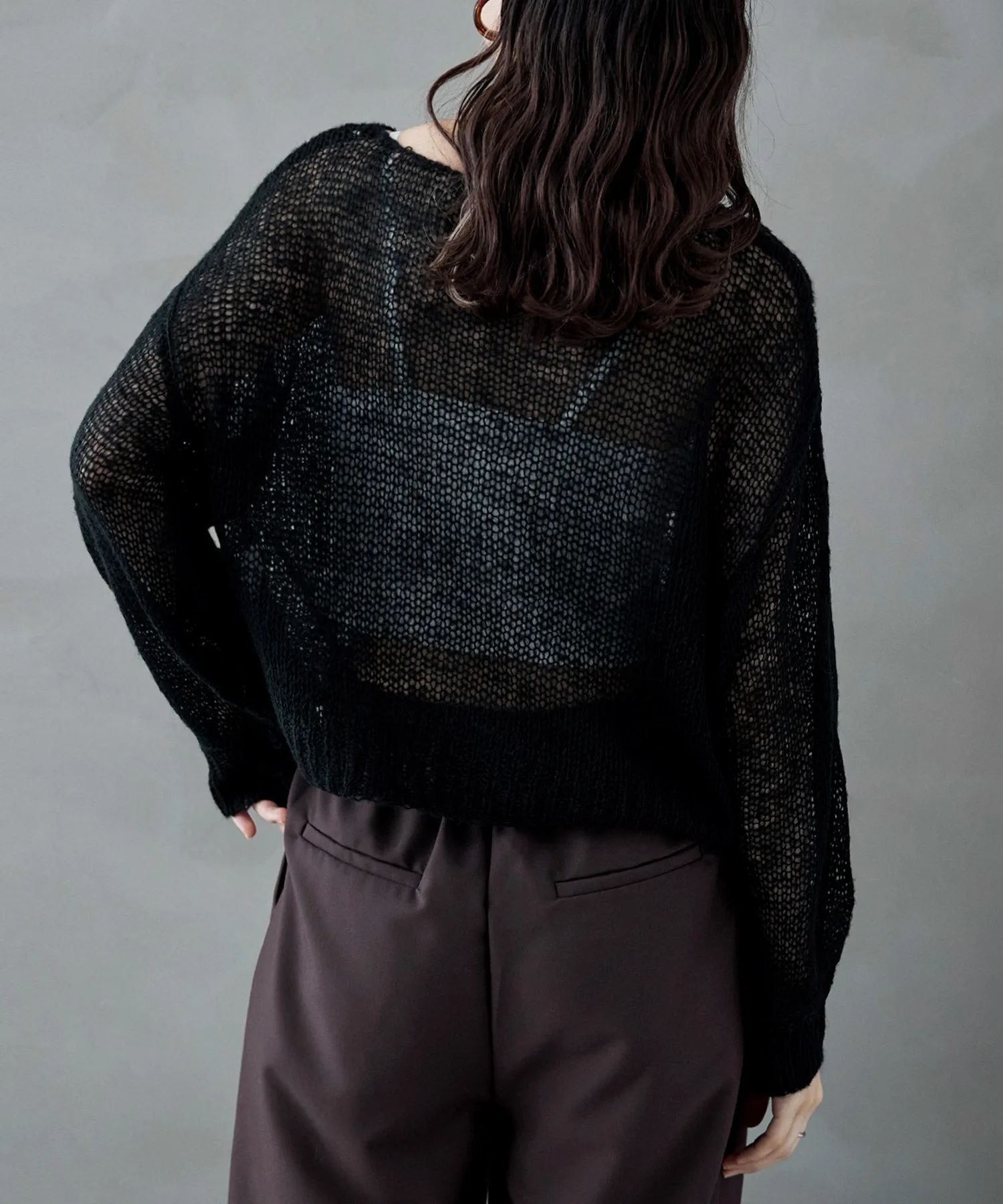 Mohair touch low gauge short knit