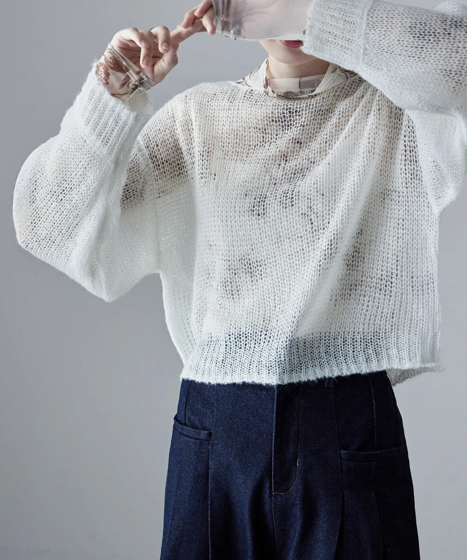 Mohair touch low gauge short knit