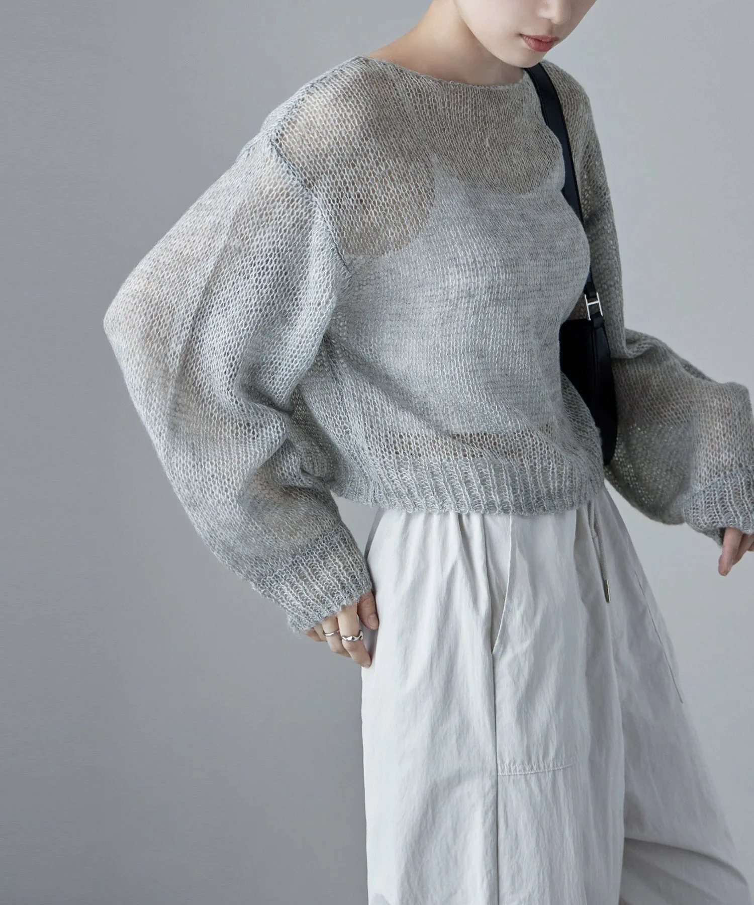 Mohair touch low gauge short knit