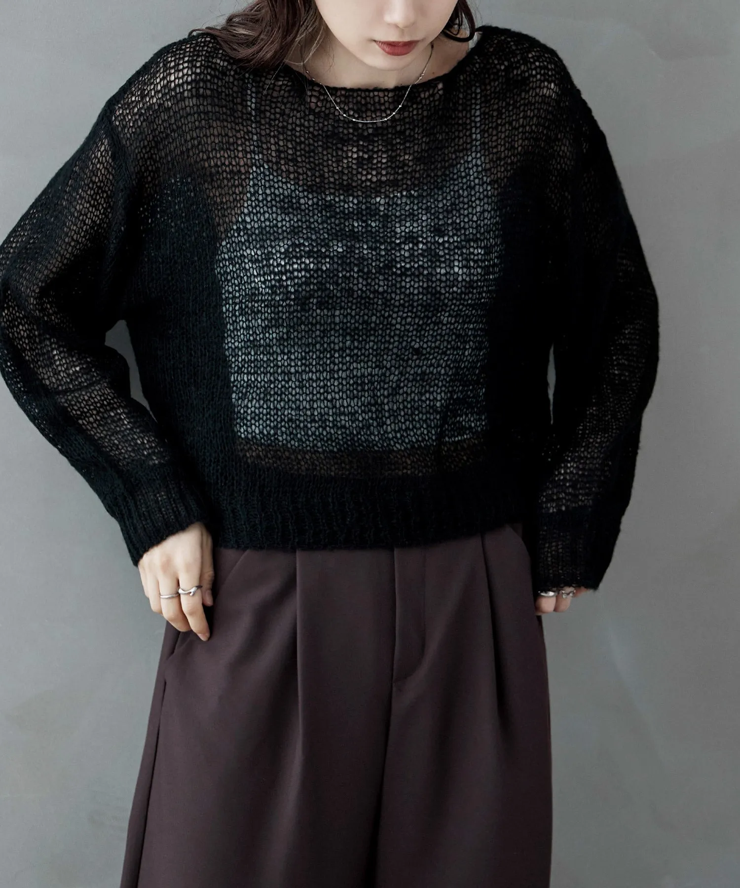 Mohair touch low gauge short knit