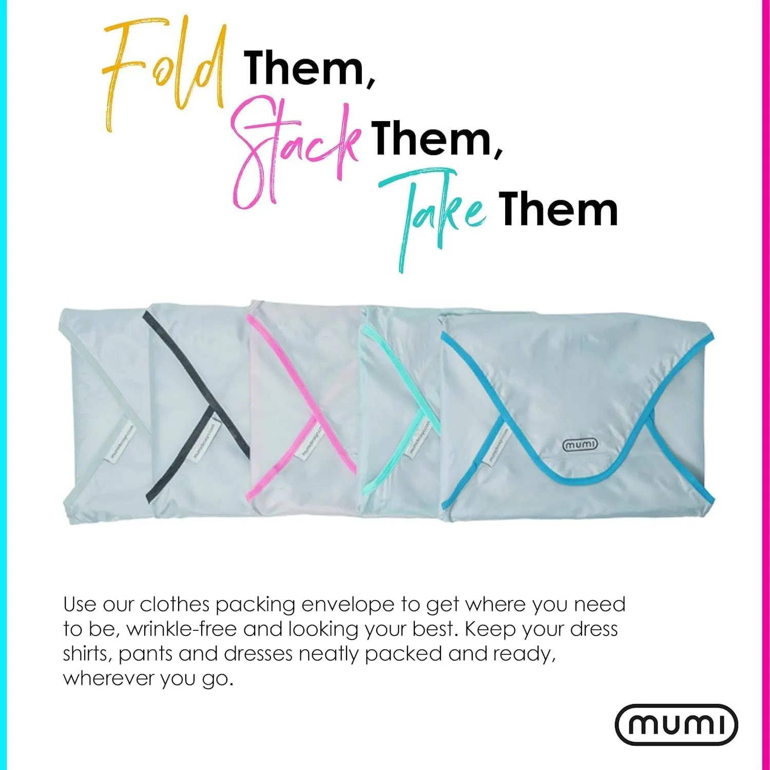 MUMI Design Travel Garment Bag Clothes Folder  14.5 x 10.5 Packing Bag & Organizer for Luggage | Large-Capacity, Anti-Wrinkle Garment Bags for Travel, Carry-On Suitcases & Clothing Storage (Pink)