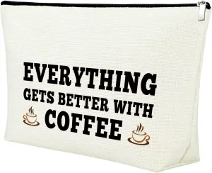 Mxrymvu Coworker Gifts for Women Makeup Bag Coffee Lover Gift Coffee Drinker Themed Cosmetic Bag for Friend Coworker Boss Sister Boss Day Present Colleague Leaving Christmas Retirement Present