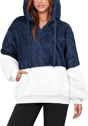 NIeyook Sherpa Fleece Hoodies for Women Fuzzy Oversized Zip up Hoodie with Pockets Casual Pullover Hooded Sweatshirt