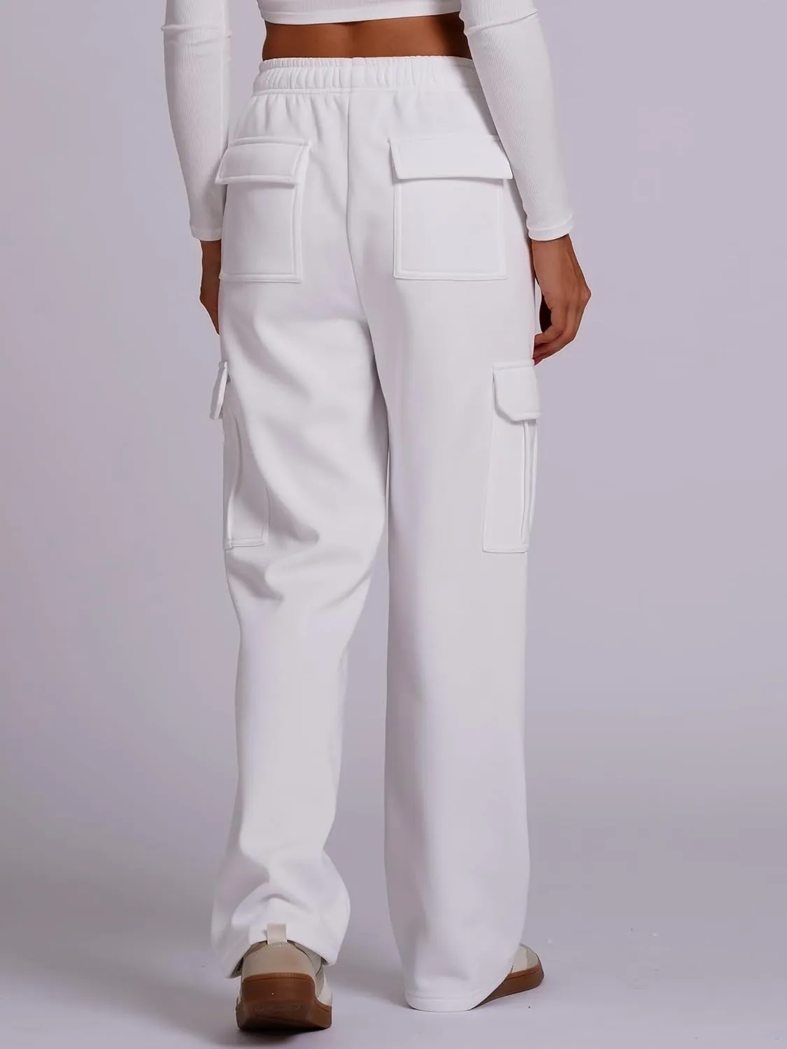 ODIZLI Women's High Waist Drawstring Wide Leg Sweatpants with Pockets Jogger Loose Sport Yoga Active Pants Lounge Trousers