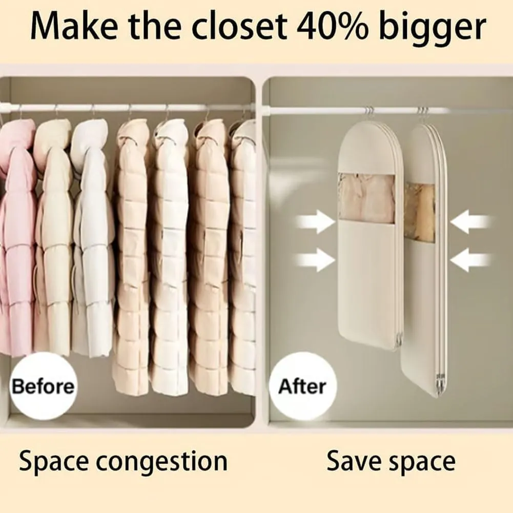 Otherwise Garment Bags, 2025 Space Saving Hanging Garment Bag with Self Compression Zipper, Winter Coat Storage, Dust Cover Clothes Bags for down Coat, Protects Your Clothes, Save Space (Pink, L)