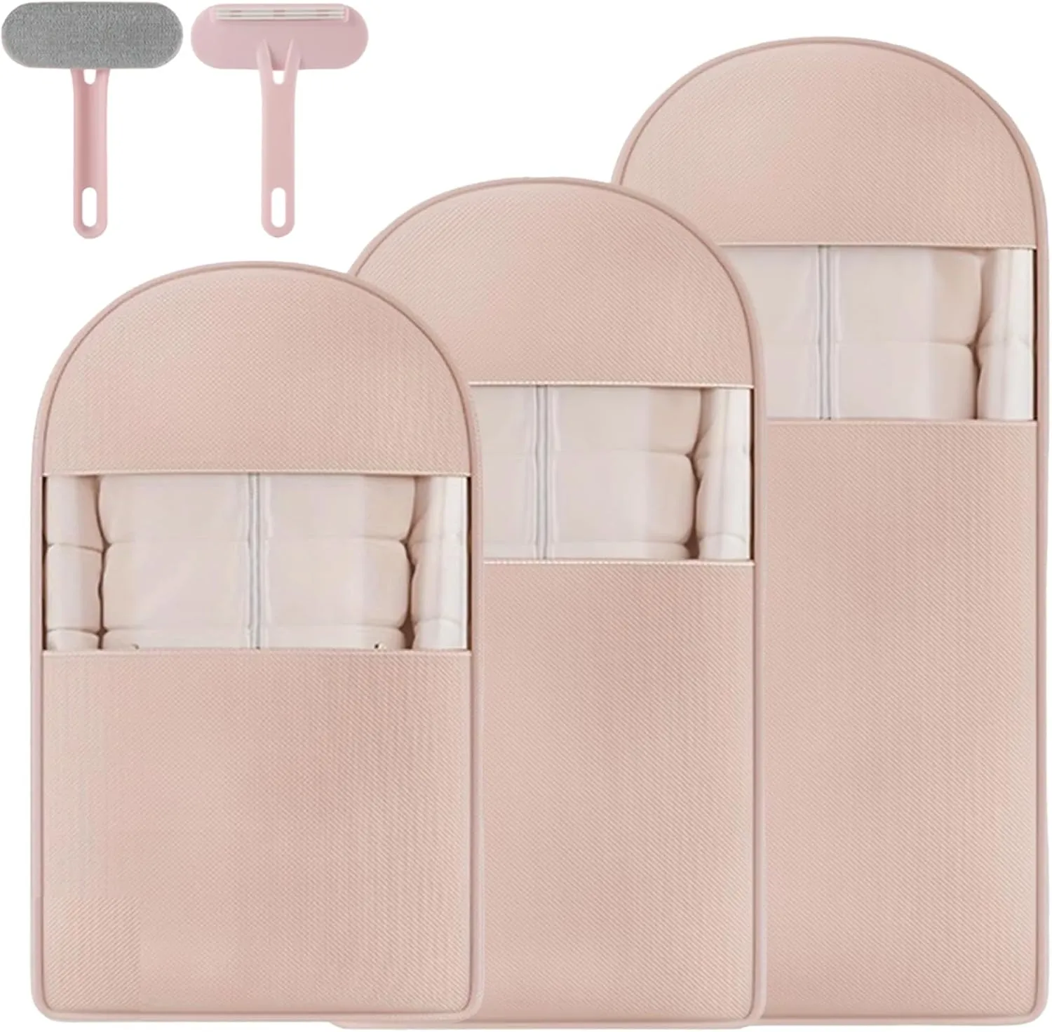 Otherwise Garment Bags, 2025 Space Saving Hanging Garment Bag with Self Compression Zipper, Winter Coat Storage, Dust Cover Clothes Bags for down Coat, Protects Your Clothes, Save Space (Pink, L)