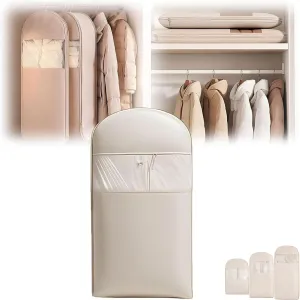 Otherwisie Space Saving Hanging Garment Bag with Self Compression Zipper, Space Saver Closet Organizers, Hanging Garment Bags for Closet Storage (Pink,35.4in)