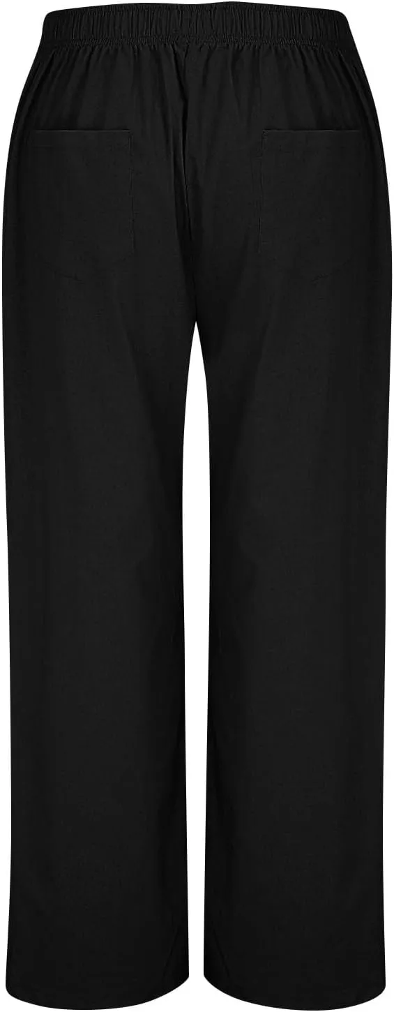 Pants for Women, Wide Leg Straight High Waisted Linen Pants Summer Casual