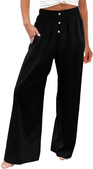 Pants for Women, Wide Leg Straight High Waisted Linen Pants Summer Casual