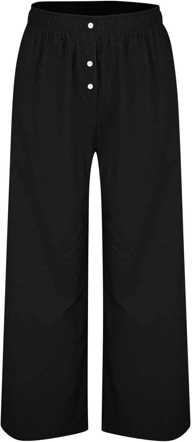 Pants for Women, Wide Leg Straight High Waisted Linen Pants Summer Casual