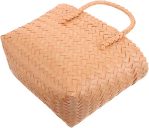 Plastic Woven Handbag Modern Beach Bag Tote Handle for Summer Travel and Shopping