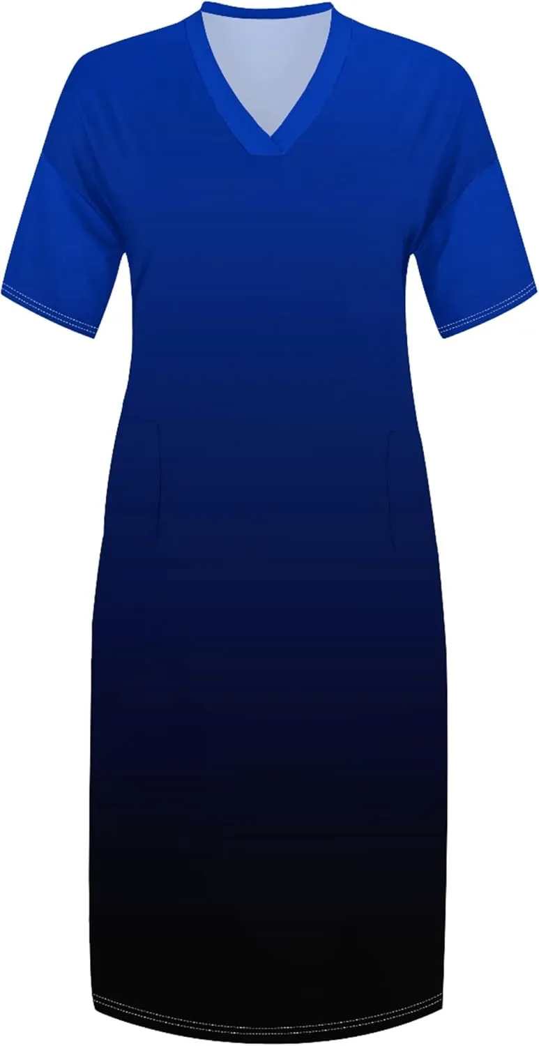Plus Size Summer Casual Loose Dresses for Women Beach Swing Sundress Short Sleeve Tshirt Long Maxi Dress with Pockets