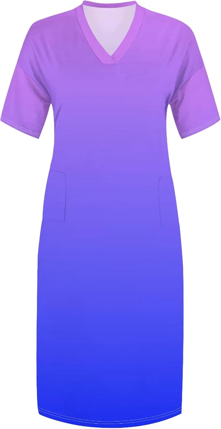 Plus Size Summer Casual Loose Dresses for Women Beach Swing Sundress Short Sleeve Tshirt Long Maxi Dress with Pockets