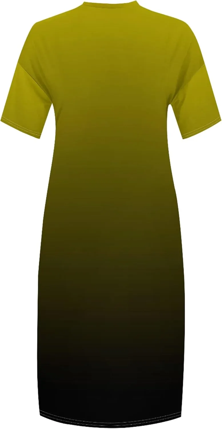Plus Size Summer Casual Loose Dresses for Women Beach Swing Sundress Short Sleeve Tshirt Long Maxi Dress with Pockets