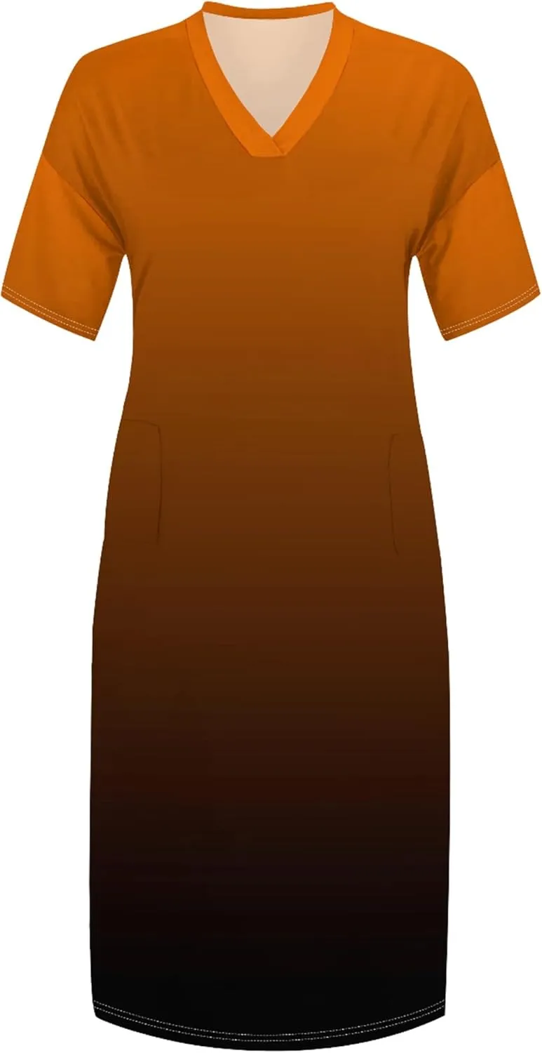 Plus Size Summer Casual Loose Dresses for Women Beach Swing Sundress Short Sleeve Tshirt Long Maxi Dress with Pockets