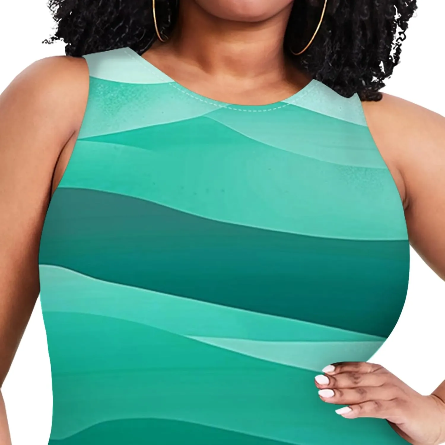 Plus Size Women's Sleeveless Casual Bodycon Tie Dye Midi Dresses Slim Fit Elegant Cocktail Party Club Mini Dress