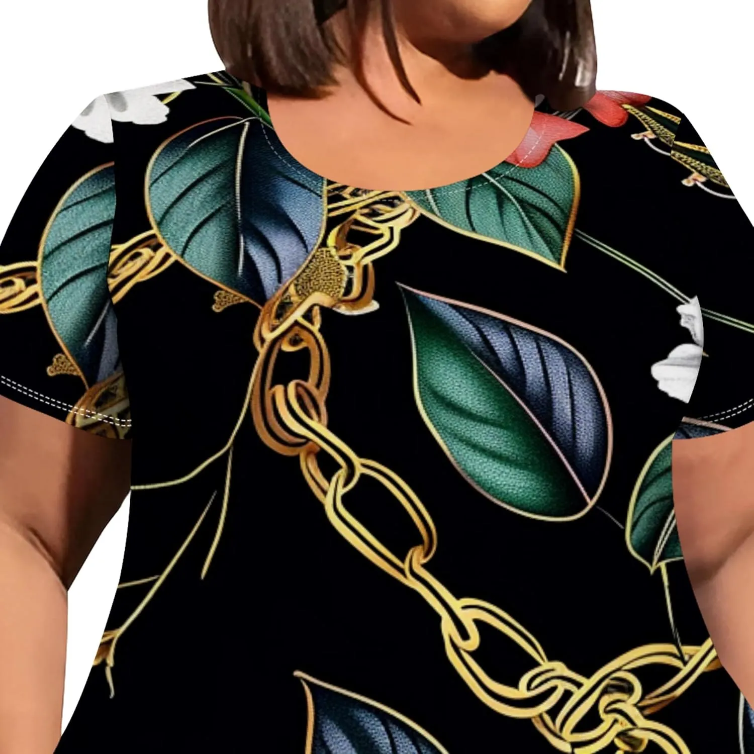 Plus Size Womens Summer Casual T Shirt Midi Dresses Crewneck Short Sleeve Swing Tunic Sundresses with Pockets Dress