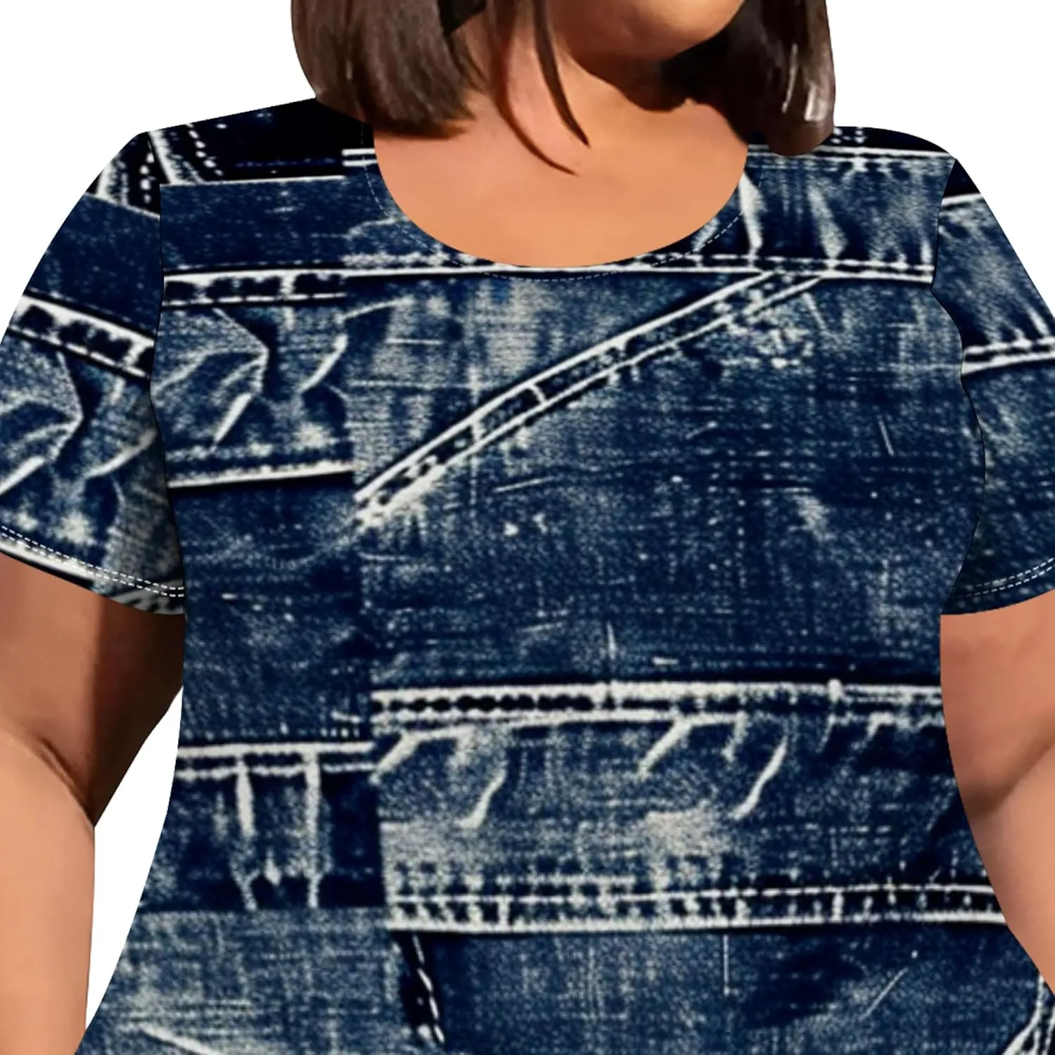 Plus Size Womens Summer Casual T Shirt Midi Dresses Crewneck Short Sleeve Swing Tunic Sundresses with Pockets Dress