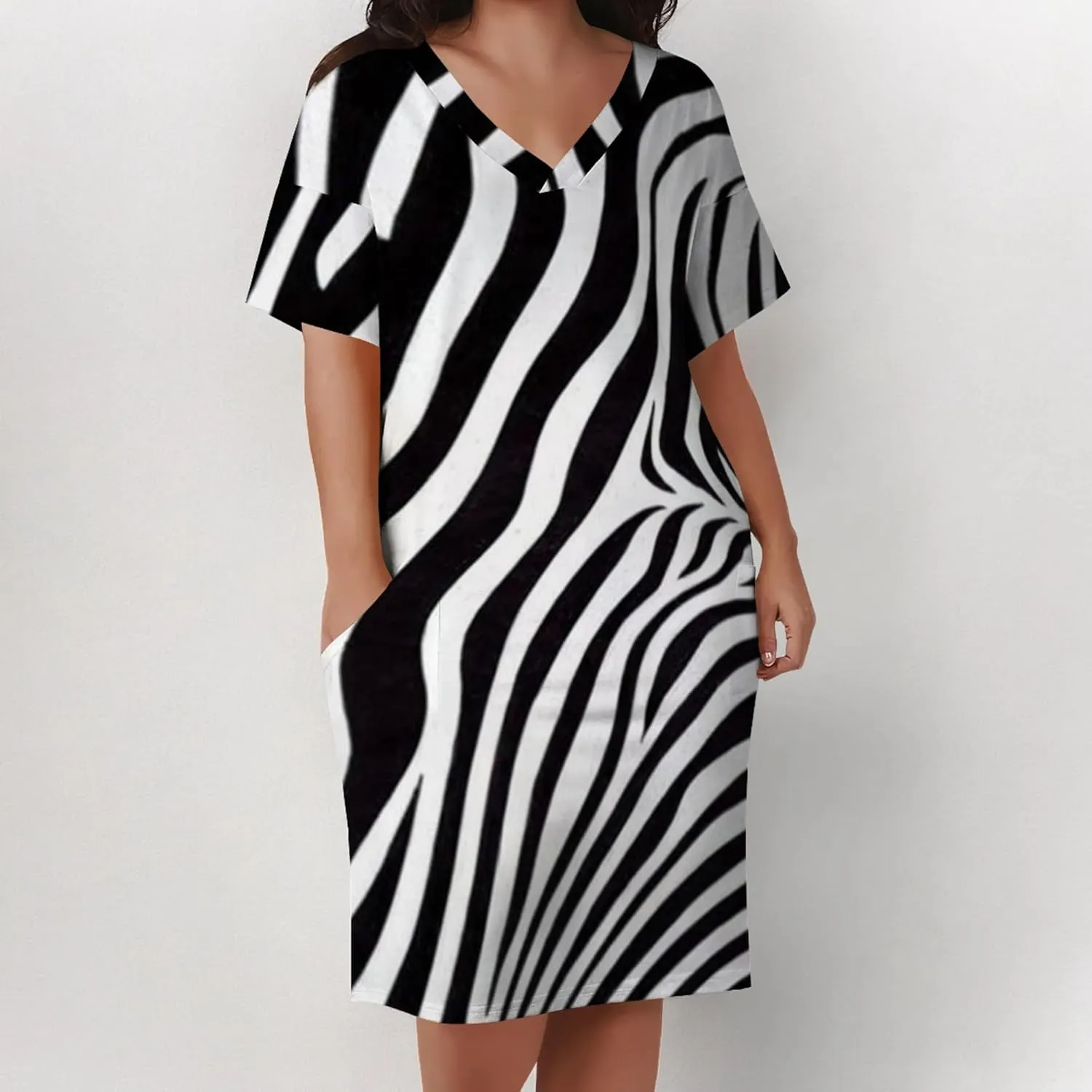 Plus Size Women's Summer Short Sleeve Midi Tshirt Dresses Casual Beach Tunic Tie Dye Boho Sundress with Pockets